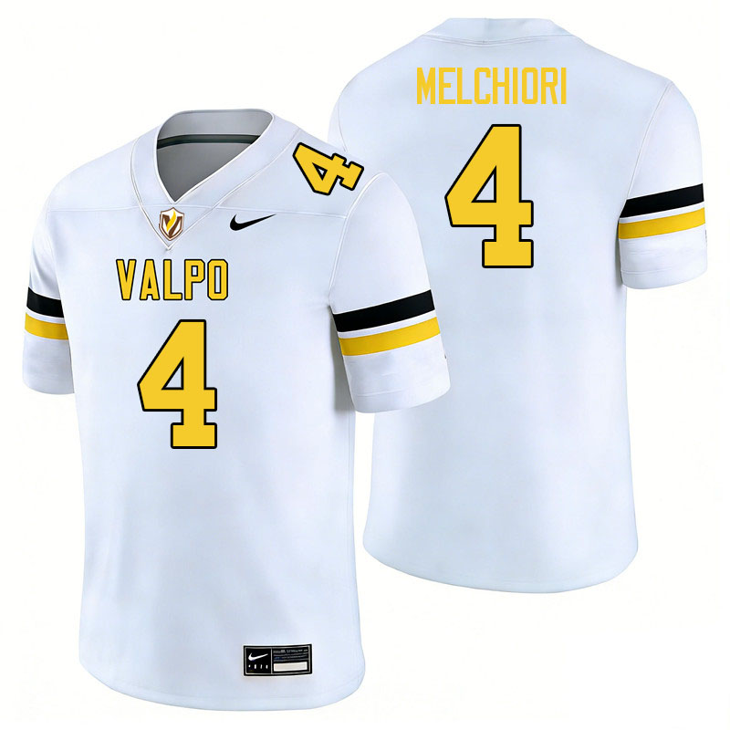 Valparaiso Beacons #4 Jay Melchiori College Football Jerseys,Uniforms-White